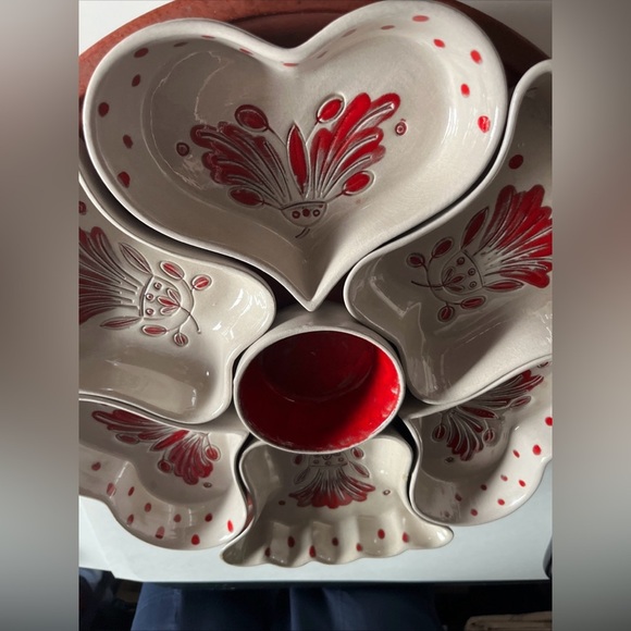 Cleminson's Galagray Ware Hearts & Fans Shape Complete Lazy Susan - Picture 5 of 13